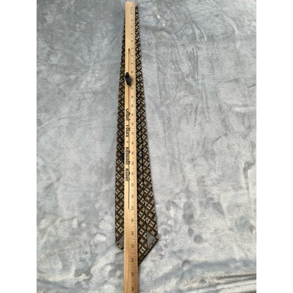 Stafford Mens Neck Tie Brown Geometric Print Woven Polyester - Picture 10 of 13